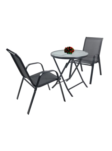 3tlg Balkonset Gartenmöbel Stapelstühle Set Sonlas in Anthrazit