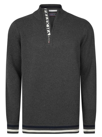 Halber Reißverschluss Baumwollpullover in Anthrazit