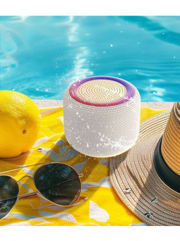 Tragbarer Bluetooth-Lautsprecher mit LED & kraftvollem Bass in Weiß