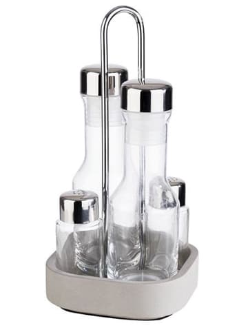 Menage "ELEMENT" in Grau/Transparent 12,5 x 12,5 cm, H: 25 cm 