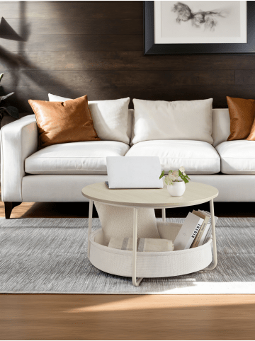 Couchtisch rund Lilea in Beige-Weiß - (B)75 x (H)45 x (T)75 cm