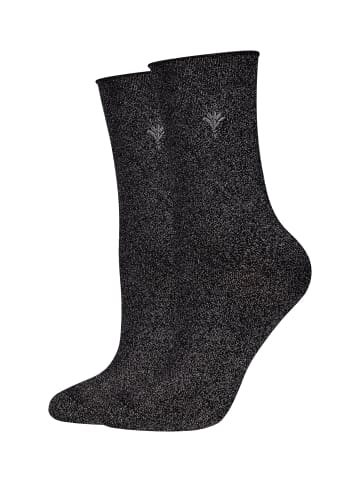 Socken viscose lurex 2er Pack black white