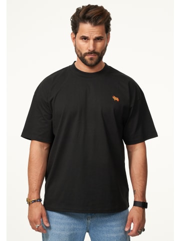 T-Shirt - mit Stickerei Oversize-Fit Kurzarm Shirt mit Crew-Neck in Black