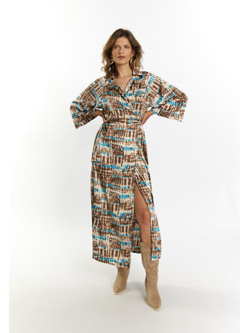 Damen Wickelkleid in Braun Mehrfarbig