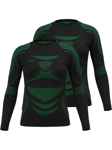 2x Thermo-Langarmshirt UNISEX in Schwarz/Grün