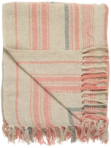 Plaid Creme mit Streifen Coral Sands und Grau 130x160