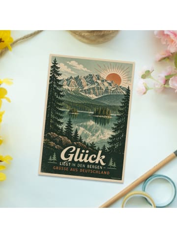 Postkarte Alpenlandschaft Sehnsuchtsvoll Design... in Weiß