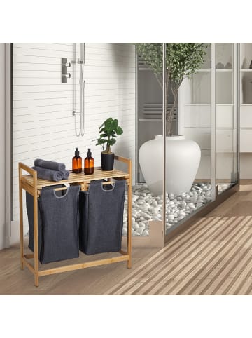 Wäschekorb Regal in Natur/ Grau - (B)64 x (H)73 x (T)33 cm