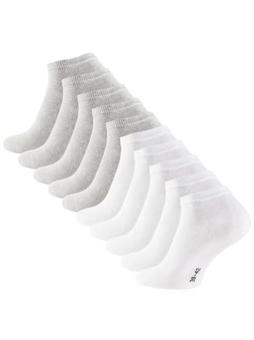 10 Paar COTTON-Essentials Sneaker-Socken in Grau/Weiss