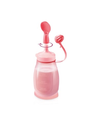 Biegsame Trinkflasche und Löffel PAPU PAPI in rosa