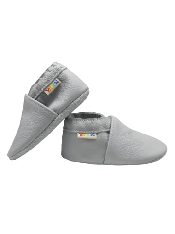 Babyschuhe aus Leder mit rutschfester Sohle – Hellgrau