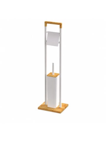 WC Garnitur Weiß/ Natur - (B)28 x (H)76,5 x (T)18 cm