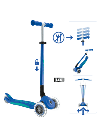 Scooter ELITE LIGHTS Roller in dunkelblau, mit Leuchtrollen