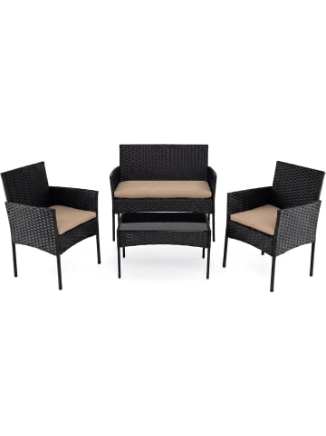 4 tlg. PE-Rattan Gartenmöbel Set in Hellbraun