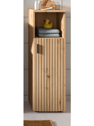 Kommode Eiche 30 x 95 cm, Badschrank mit Leistenoptik