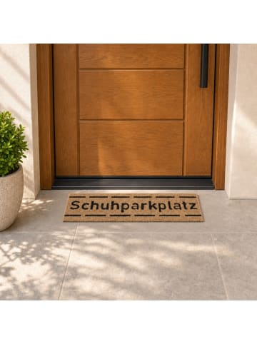 Kokosfußmatte "Schuhparkplatz" in Natur - 75 x 25 cm