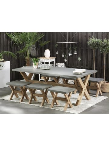 7-tlg Gartentisch Set OLBIA in Grau/Braun