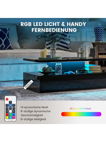 Couchtisch mit LED 110x60x40cm in Schwarz