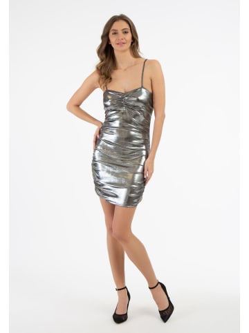 Damen Strick Trägerkleid Mini in Schwarz Metallisch