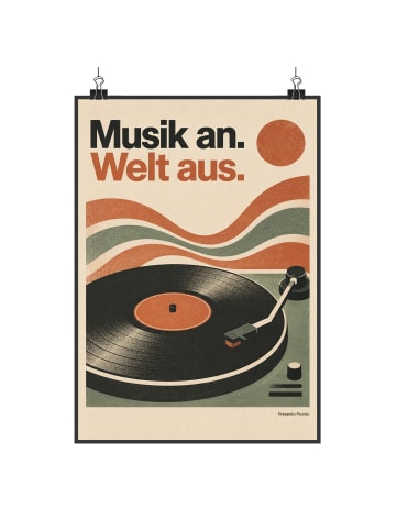 Wandposter Schallplatte minimalistisch Design m... in Weiß