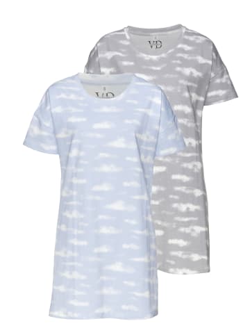 Sleepshirt in hellblau-weiß-gemustert