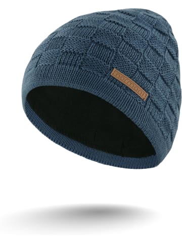 Merinowoll-Mütze mit Design Yuma in Marine