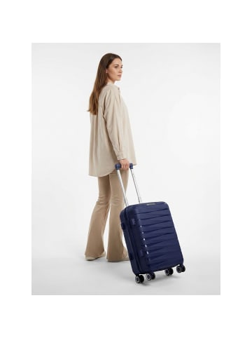 London 4 Rollen Kabinentrolley S 55 cm mit Dehnfalte dark blue