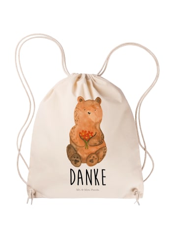 Turnbeutel Bär Dankbar mit Spruch in Creme