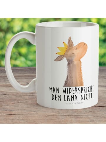 Mehrwegbecher Lamakopf König mit Spruch in Weiß