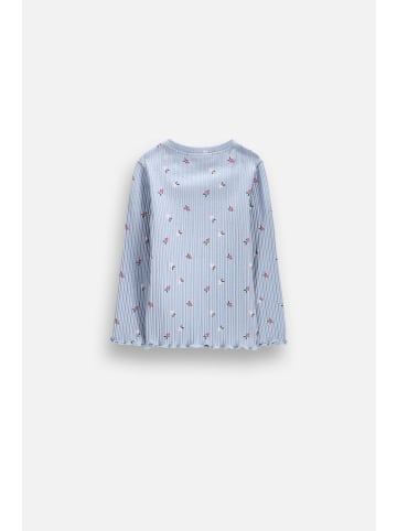 Geripptes Langarmshirt in hellblau