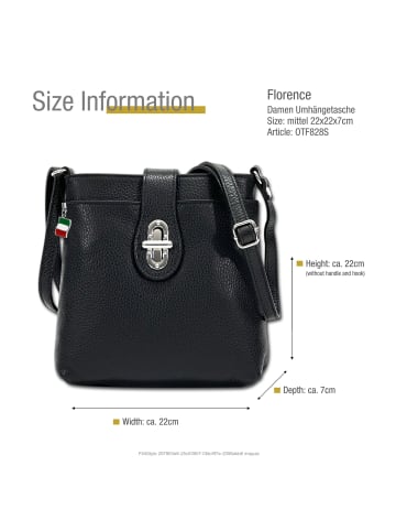Leder Umhängetasche Florence Tasche schwarz ca. 22cm
