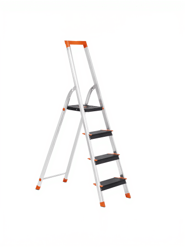 Trittleiter Brody in Schwarz-Orange - (B)44 x (H)143 x (T)83,5 cm