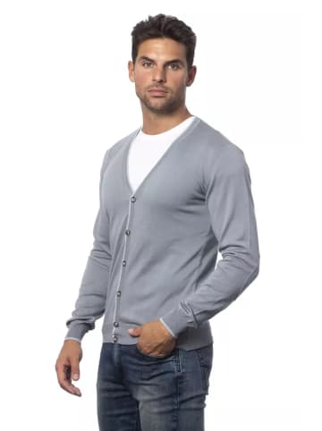 Grau Baumwolle Herren Strickjacke