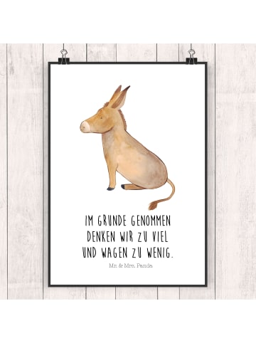 Poster Esel mit Spruch in Weiß