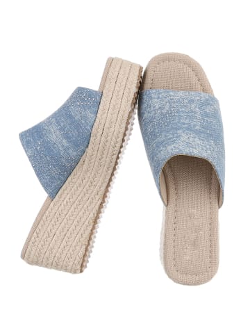 Sandale & Sandalette in Blau und Beige