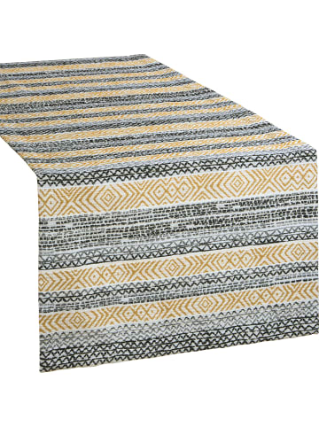 Jacquard, Baumwollmischung, Gewebt Tischläufer in schwarz-beige