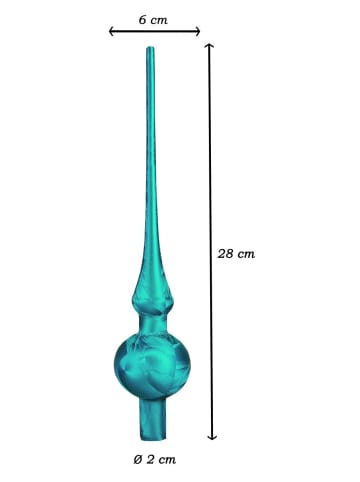 Christbaumspitze Eislack 28cm Glas Matt Emaille in Petrol Eislack