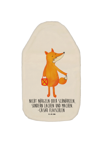 Wärmflasche Fuchs Laterne mit Spruch in Weiß