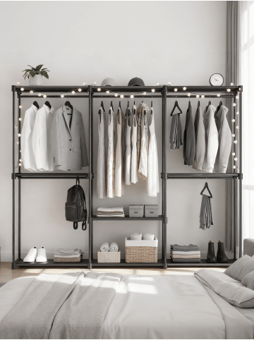 Kleiderschrank Rylan in Schwarz - (B)43 x (H)166 x (T)205 cm