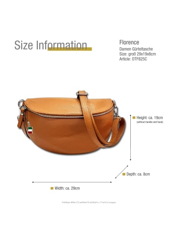 Leder Gürteltasche Florence Tasche tan, hellbraun ca. 29cm