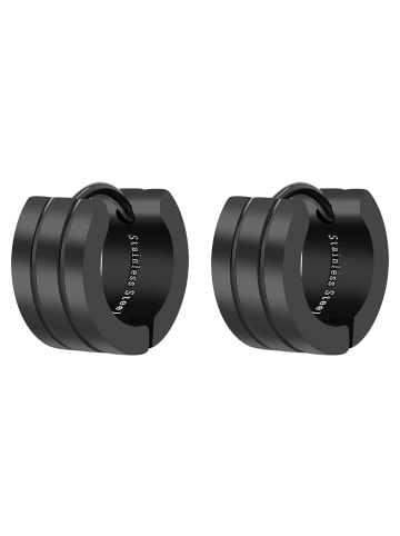 Unisex Ohrringe – Klappcreole aus Edelstahl in schwarz
