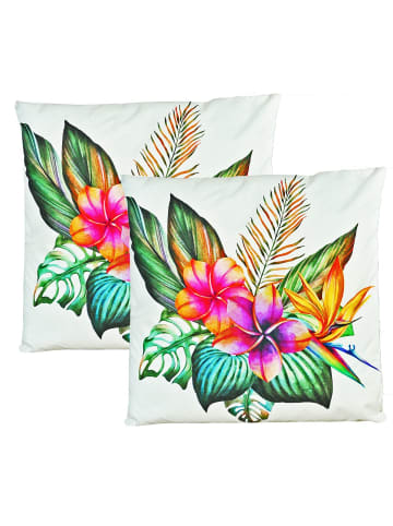 2er Set Motiv Outdoor Kissenhülle Kissenbezug 45x45cm in Tropical Dream