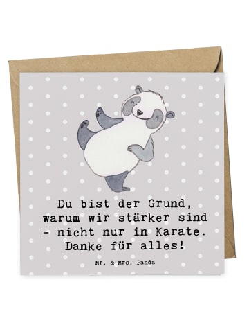 Grußkarte Karate Trainerin Stärke mit Spruch in Grau Pastell