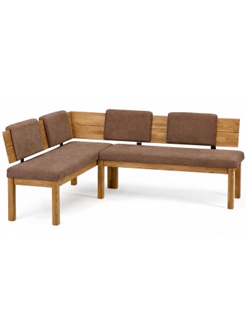 ECKBANK Danny 2 für 5 Personen Massivholz + Microfaser Wildeiche/Braun