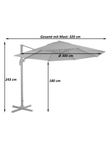 Gastronomie-Ampelschirm A96, Creme mit Ständer