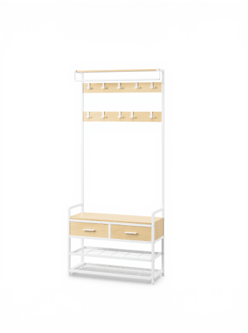 Garderobenständer Dacey in Goldeichenfarben-Weiß - (B)80.4 x (H)181.6 x (T)30 cm
