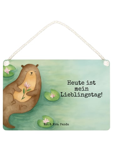 Schild Otter Seerose Design mit Spruch in Weiß