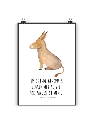 Poster Esel mit Spruch in Weiß