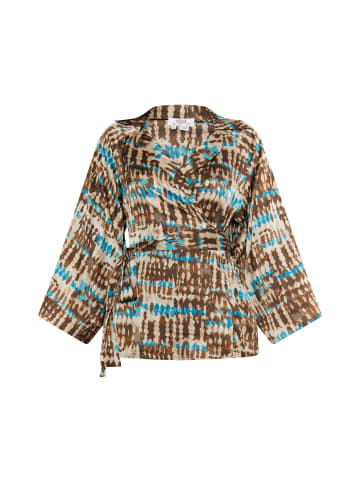 Damen Wickelbluse in Braun Mehrfarbig