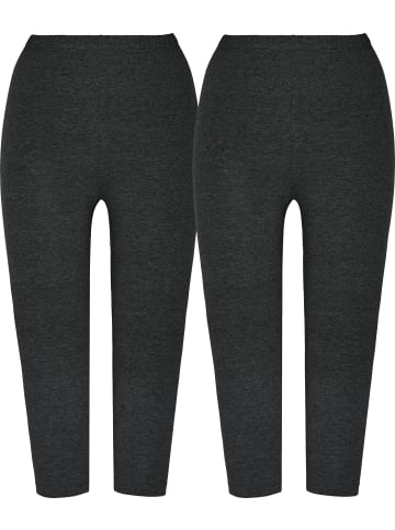Single-Jersey Capri-Leggings im 2er-Pack in anthrazit meliert